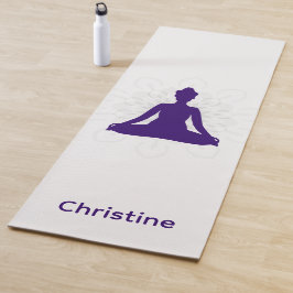 Lila-graue Yoga Pose und Individuelle Name Yogamatte