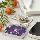 Lila, graue zwei Herzen, eine Liebe Schlüsselanhänger (Vorderseite rechts)