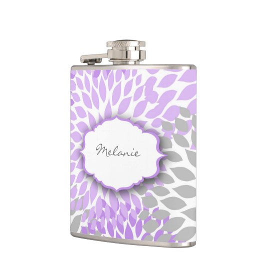 Lila Grauer Dahlia-Flasche mit Namen Flachmann (Links)