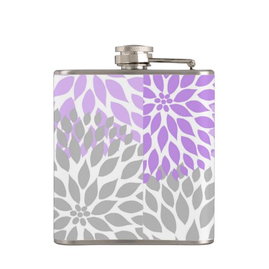 Lila Grauer Dahlia-Flasche mit Namen Flachmann (Rückseite)