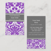 Lila grauer Damast-Blumengeschäfts-Karten Visitenkarte (Vorne/Hinten)