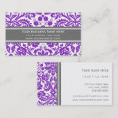 Lila grauer Damast-Blumengeschäfts-Karten Visitenkarte (Vorne/Hinten)