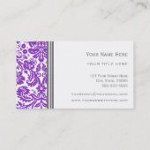 Lila grauer Damast-Blumengeschäfts-Karten Visitenkarte (Rückseite)