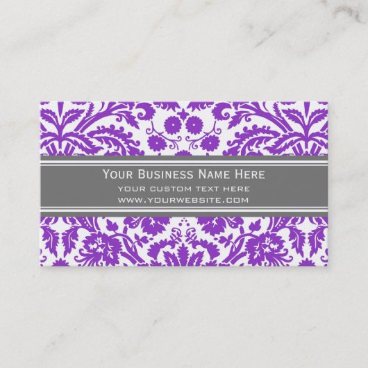 Lila grauer Damast-Blumengeschäfts-Karten Visitenkarte (Vorderseite)