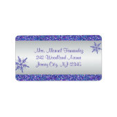 Lila grauer Glitzer Snowflake Rücksendeadresse Adressaufkleber (Vorne)