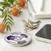 lila grauer Mannschaftsspieler Jungs Fußball Schlüsselanhänger (Seite)