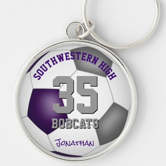 lila grauer Mannschaftsspieler Jungs Fußball Schlüsselanhänger (Vorne)