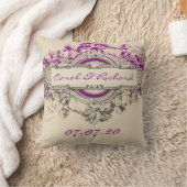 Lila grauer TANVintager Blumenhochzeits-Schatz Kissen (Decke)
