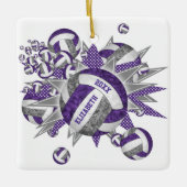 lila Grauer Volleyball-Blowout-Sport Keramikornament (Vorderseite)