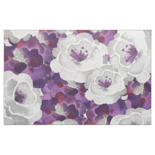 Lila graues BlumenWatercolorentwurfsgewebe Stoff