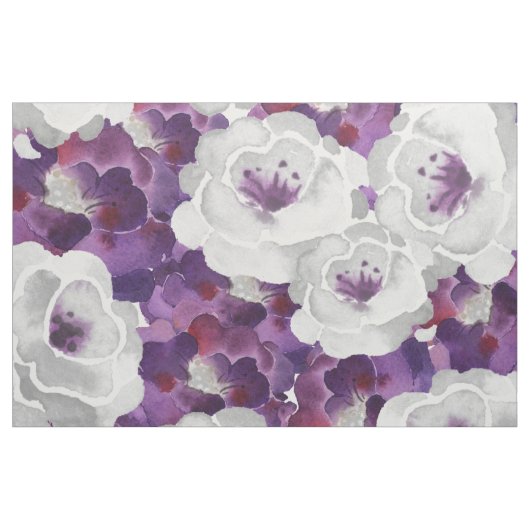 Lila graues BlumenWatercolorentwurfsgewebe Stoff (Yard (91,4 cm))