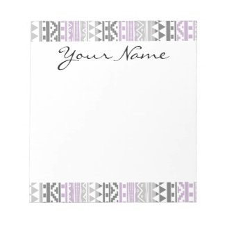 Lila graues geometrisches Aztekastenmuster Notizblock