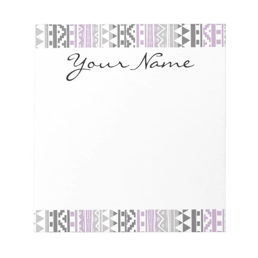 Lila graues geometrisches Aztekastenmuster Notizblock (Vorderseite)
