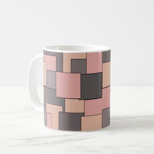 Lila-graues geometrisches Muster Kaffeetasse (Vorderseite Links)