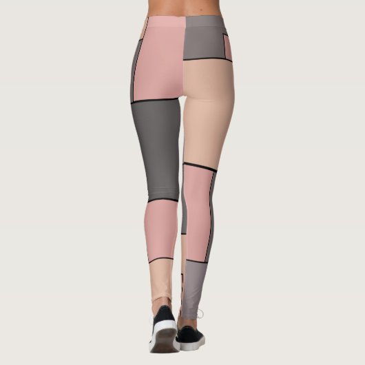 Lila-graues geometrisches Muster Leggings (Rückseite)