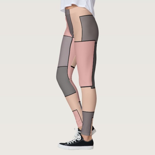 Lila-graues geometrisches Muster Leggings (Links)