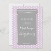 Lila graues Herz Mason Jar Baby Dusche Einladung (Vorderseite)