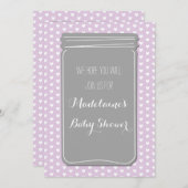 Lila graues Herz Mason Jar Baby Dusche Einladung (Vorne/Hinten)