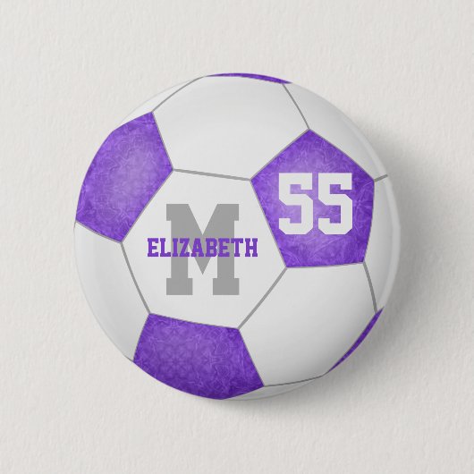 lila Graufußball-personalisiert Button (Vorderseite)