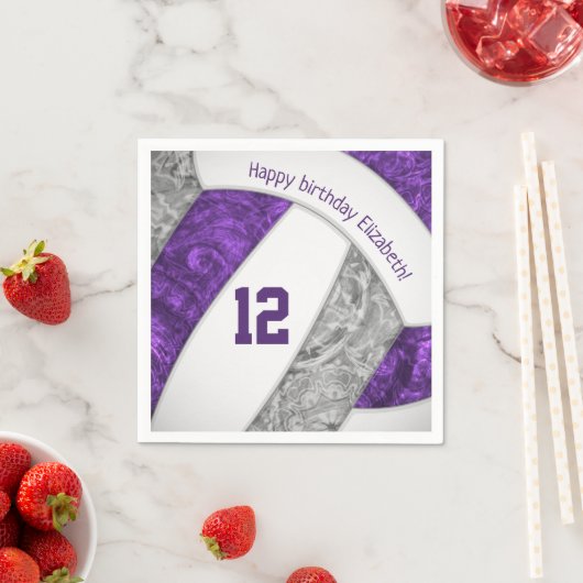 lila-Graumädchen-Volleyballsport Serviette (Beispiel)