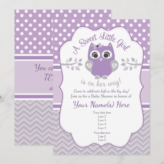 Lila Grauschnuppe Einladung (Vorne/Hinten)