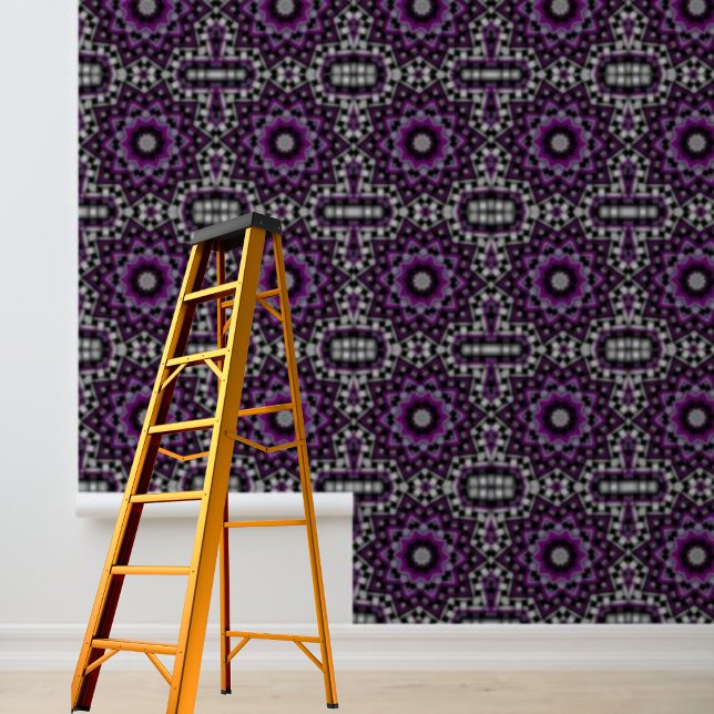 Lila Grauschwalzenhalter Tapete (Purple Gray Weave Pattern Peel Stick Wallpaper)
