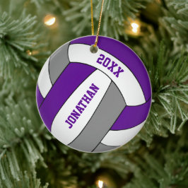 lila Grausportmannschaft spielt Jungen Volleyball Keramik Ornament