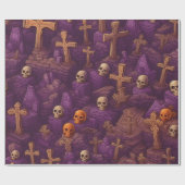 Lila Graves Silver Bronze Skulls Halloween Geschenkpapier (Flach)