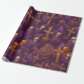 Lila Graves Silver Bronze Skulls Halloween Geschenkpapier (Ungerollt)