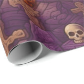 Lila Graves Silver Bronze Skulls Halloween Geschenkpapier (Rolleneckpunkt)