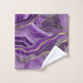 Lila Gray Agate Gold Glitzer Glam #1  Badhandtuch Set (Waschlappen)