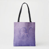 Lila Gray Blue stilvoll rustikales Monogramm Tasche (Vorderseite)