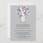 Lila Gray Blume Mason Jar | Hochzeit Einladung (Vorderseite)