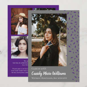 Lila Gray Confetti Abschluss Ankündigung