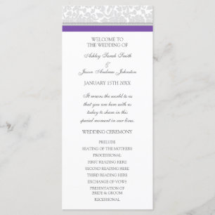 Lila-Gray-Damask-Hochzeitsprogramm Programm