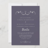 Lila Gray Elegant Boda Spanish Wedding Einladung (Vorderseite)