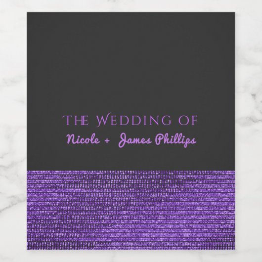 Lila Gray Moderne Glam Sequins Weinetikett (Einzelnes Label)