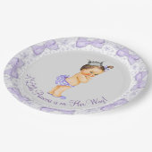 Lila Gray Princess Baby Dusche Pappteller (Schrägansicht)