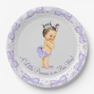 Lila Gray Princess Baby Dusche Pappteller