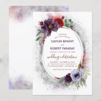 Lila Gray Silver Watercolor Peony Hochzeit im Herb