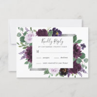 Lila Gray Silver Watercolor Peony Hochzeit im Herb