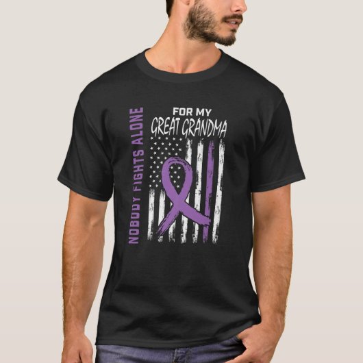 Lila "Great Oma Alzheimers Awareness USA Flag" T-Shirt (Vorderseite)