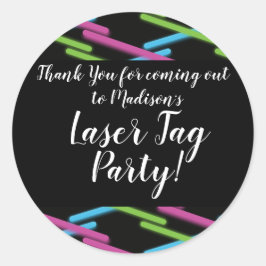 Lila Green Aquamarin Neon Laser Tag Party Geburtst Runder Aufkleber