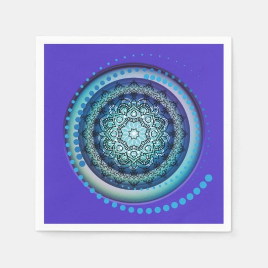 Lila Green Blue Medallion Spiral Napkins Serviette (Vorderseite)