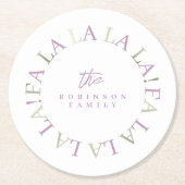 Lila Green Christmas Fa La ID1009 Runder Pappuntersetzer (Vorderseite)