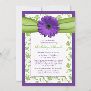 Lila Green Daisy Damask Bridal Dusche Einladung
