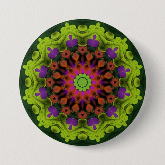 Lila Green : Geometric Mandala Art Button (Vorderseite)