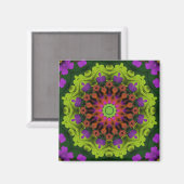 Lila Green : Geometric Mandala Art Magnet (Vorderseite/Rückseite)