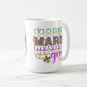 LILA GREEN GOLD GLITZER SEHEN MARDI GRAS KAFFEETASSE (VorderseiteRechts)