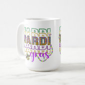 LILA GREEN GOLD GLITZER SEHEN MARDI GRAS KAFFEETASSE (Vorderseite Links)